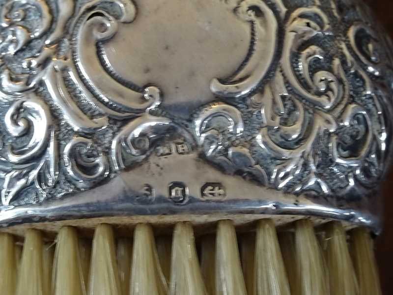 Victorian silver handle hat brush
